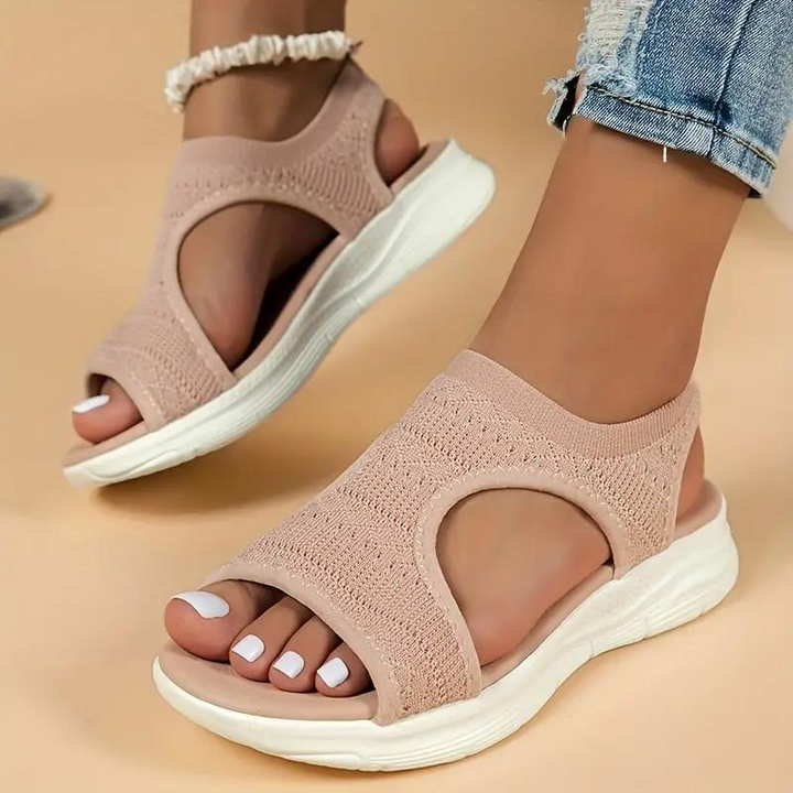 Breathable Knit Cut Out Slip On Flatform Sandals Women