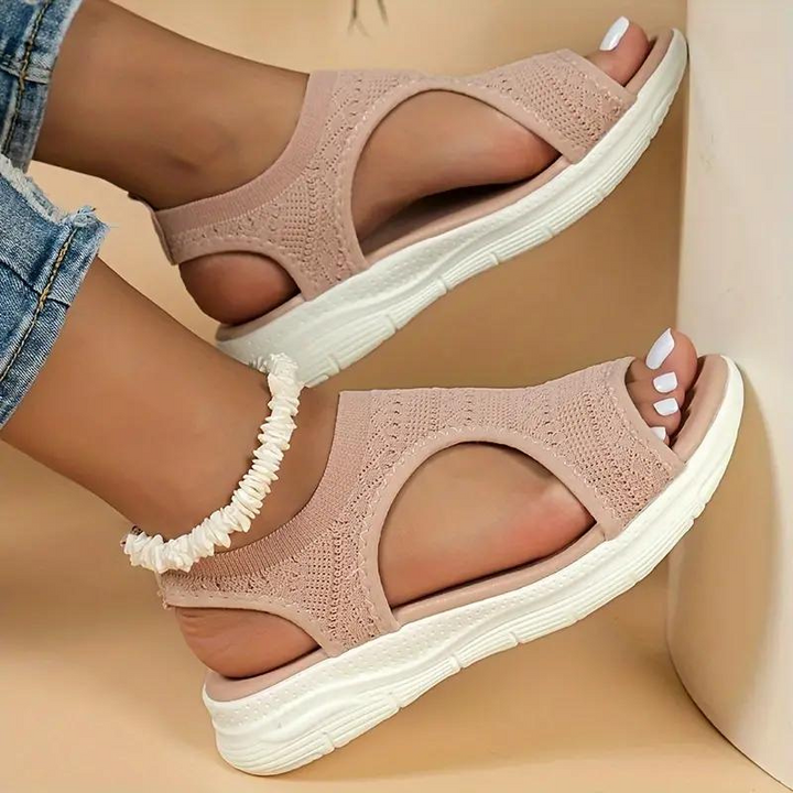 Breathable Knit Cut Out Slip On Flatform Sandals Women