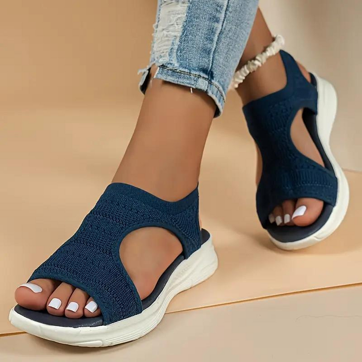 Breathable Knit Cut Out Slip On Flatform Sandals Women