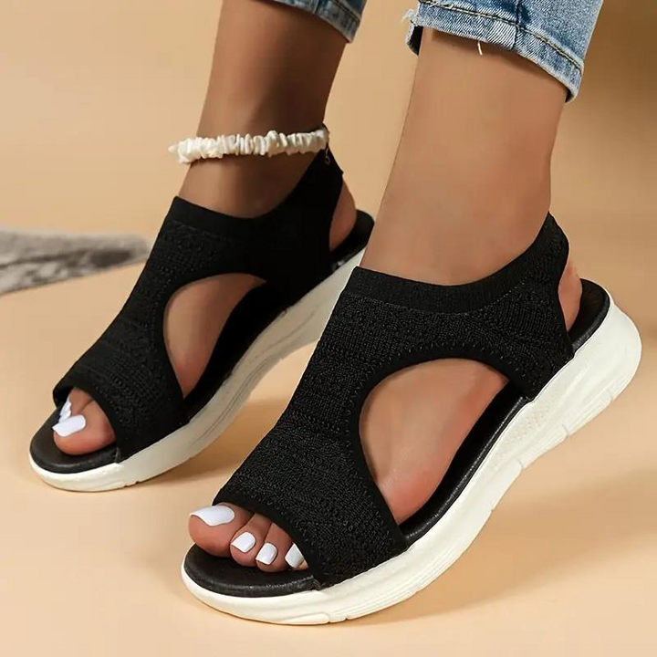 Breathable Knit Cut Out Slip On Flatform Sandals Women