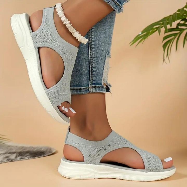 Breathable Knit Cut Out Slip On Flatform Sandals Women