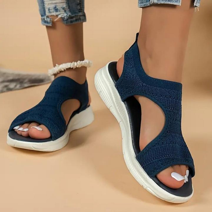 Breathable Knit Cut Out Slip On Flatform Sandals Women