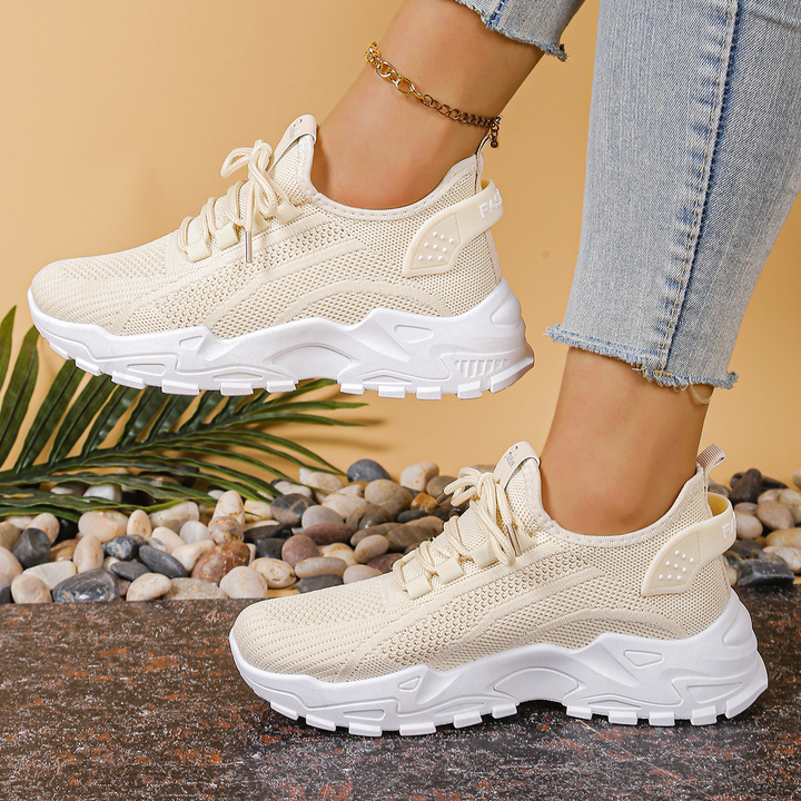Breathable Knit Lace Up Chunky Sole Platform Sneakers Women