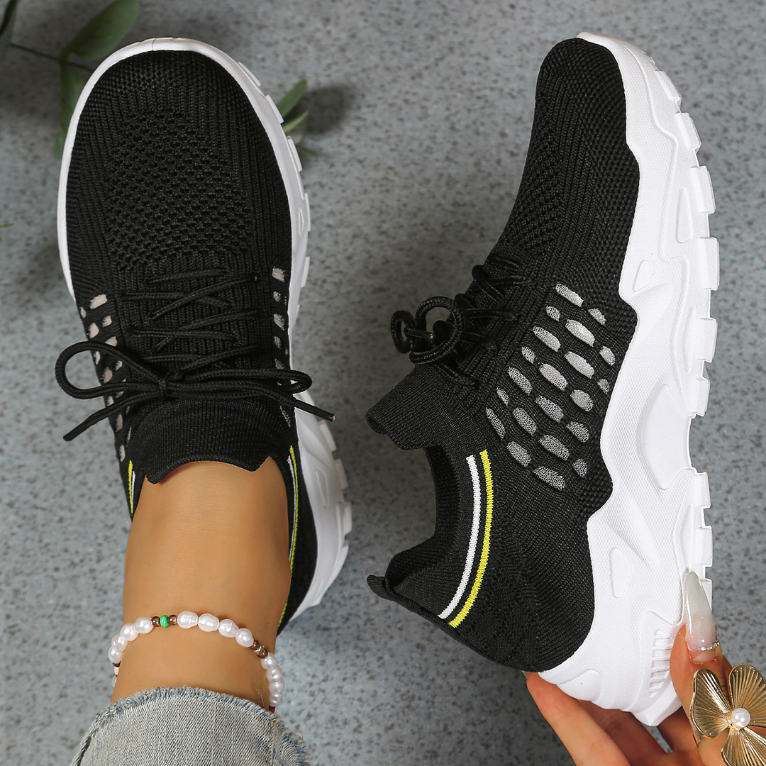 Breathable Knit Lace Up Chunky Sole Platform Sneakers Women