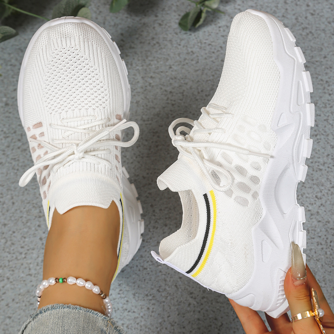 Breathable Knit Lace Up Chunky Sole Platform Sneakers Women