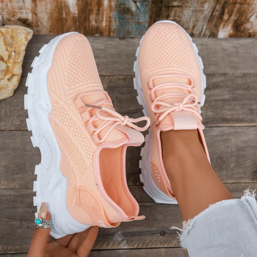 Breathable Knit Lace Up Chunky Sole Platform Sneakers Women