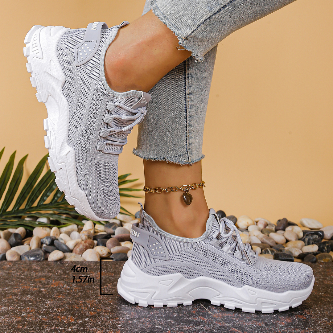 Breathable Knit Lace Up Chunky Sole Platform Sneakers Women
