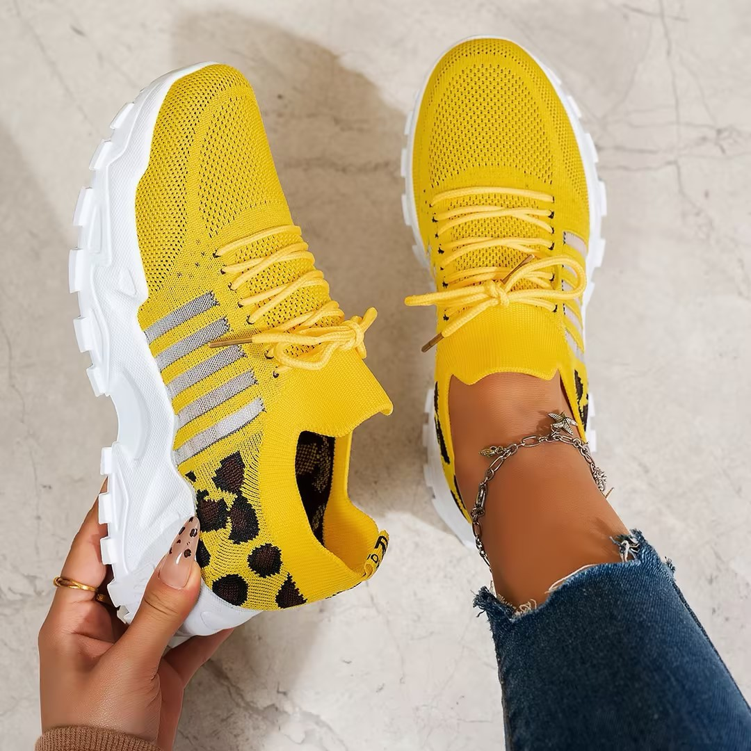 Breathable Knit Lace Up Chunky Sole Platform Sneakers Women
