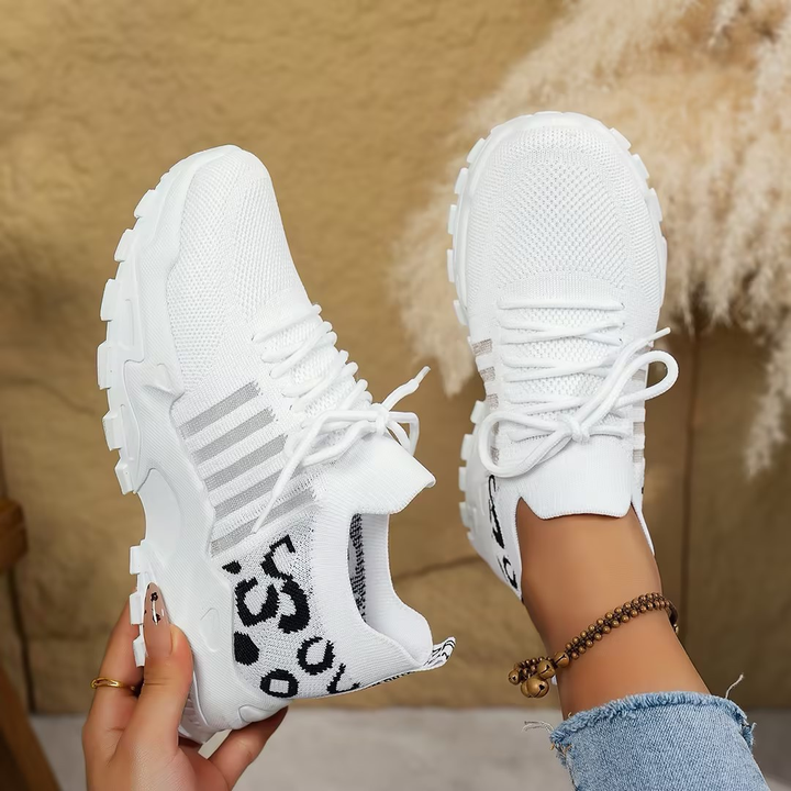 Breathable Knit Lace Up Chunky Sole Platform Sneakers Women