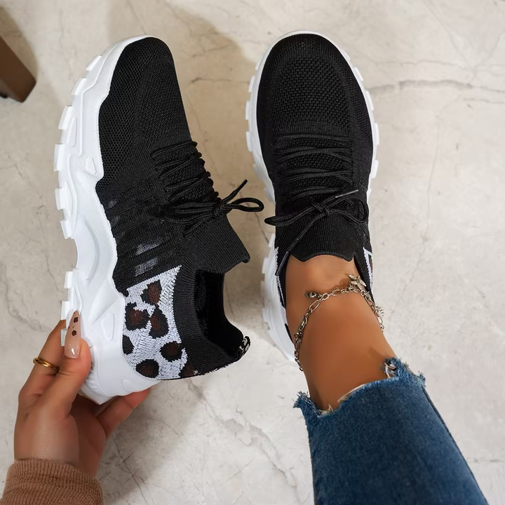 Breathable Knit Lace Up Chunky Sole Platform Sneakers Women