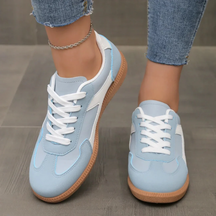 Colour Block Gum Sole Retro Lace Up Flatform Sneakers Women