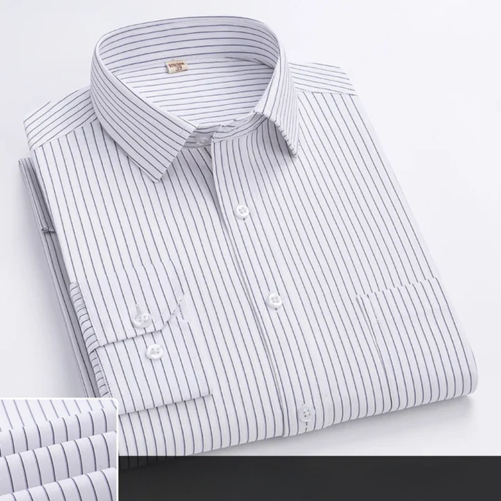 Striped Chest Pocket Long Sleeve Slim Fit Dress Shirt