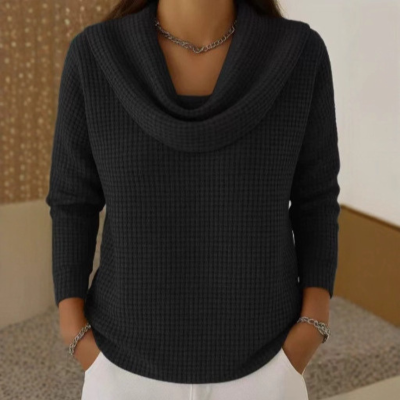 Wren | Women's Cowl Neck Waffle Knit Sweater