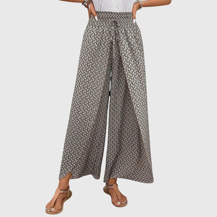 Printed Smocked Waist Wide Leg Palazzo Pants Women - Casual