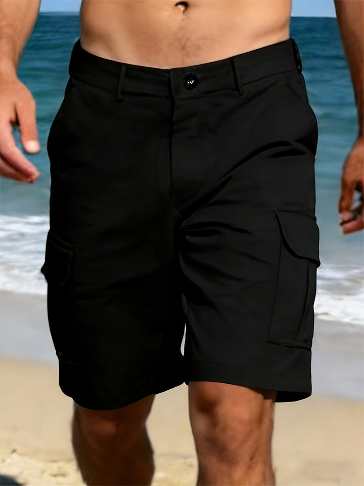 Flat Front Flap Pocket Belt Loop Relaxed Fit Mens Cargo Short
