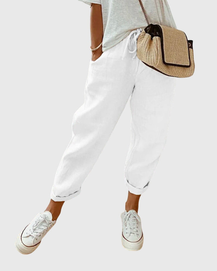 Drawstring Linen Jogger Pants Women - Relaxed Casual Fit