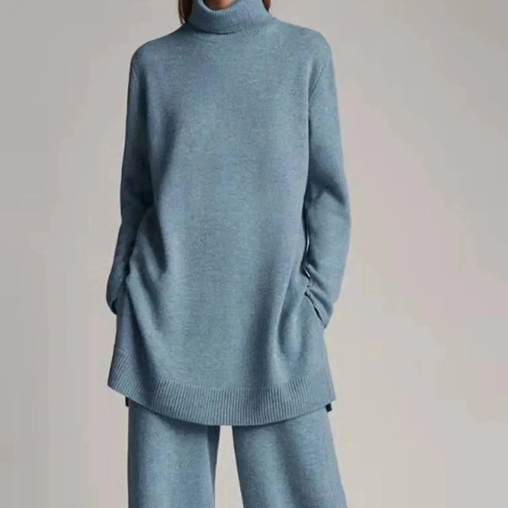 Sylvie | Women's Turtleneck Tunic Sweater Wide Leg Pants Set