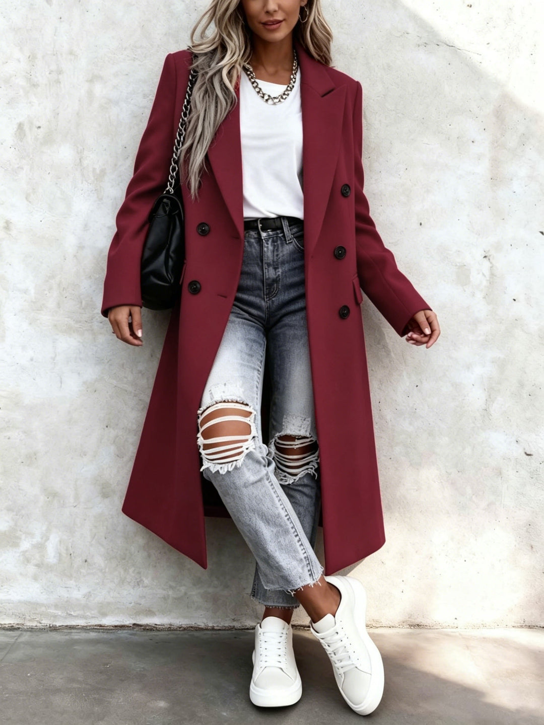 Bernadette | Women's Long Lapel Double Breasted Coat