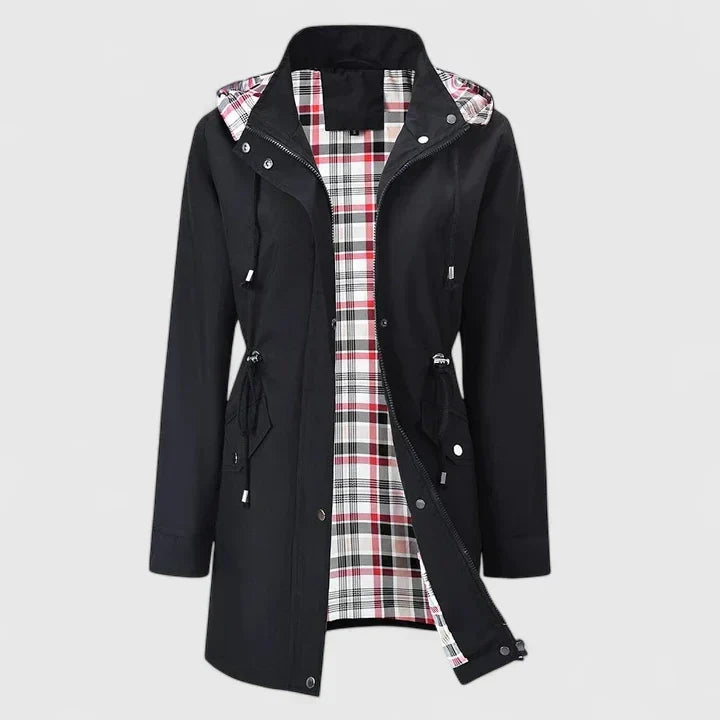 Wilhelmina | Women's Long Hooded Rain Jacket with Drawstring Waist