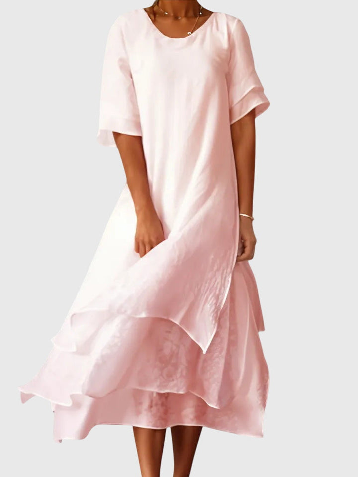 Linen Tiered Maxi Summer Beach Dress