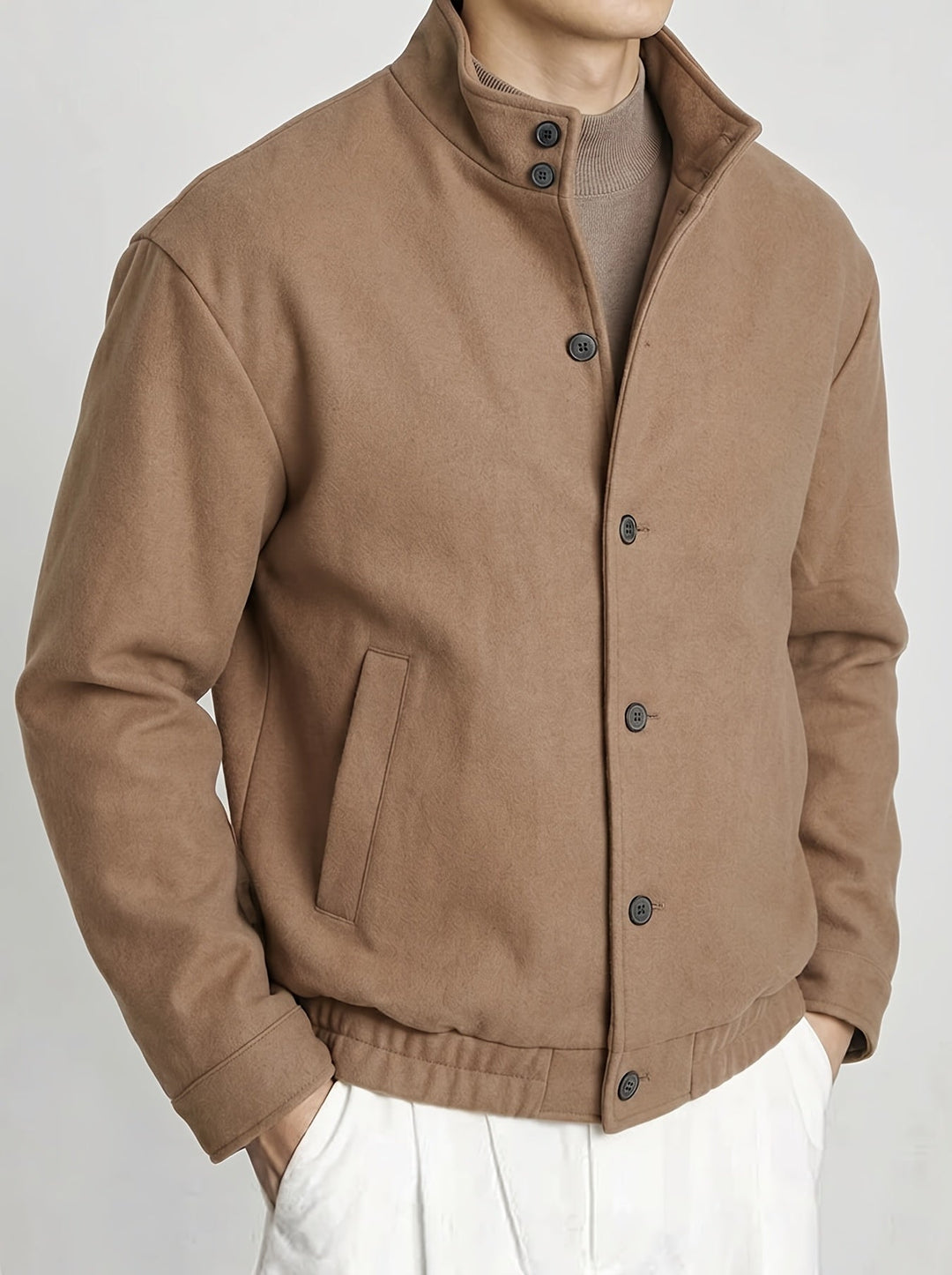 Everett Blake | Men's Refined Button-Front Bomber Jacket