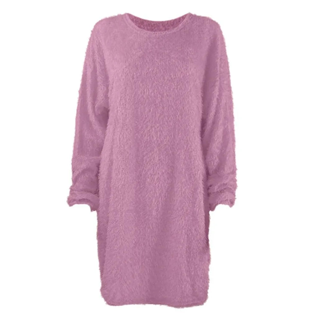 Isolde | Women's Fluffy Knit Sweater Dress