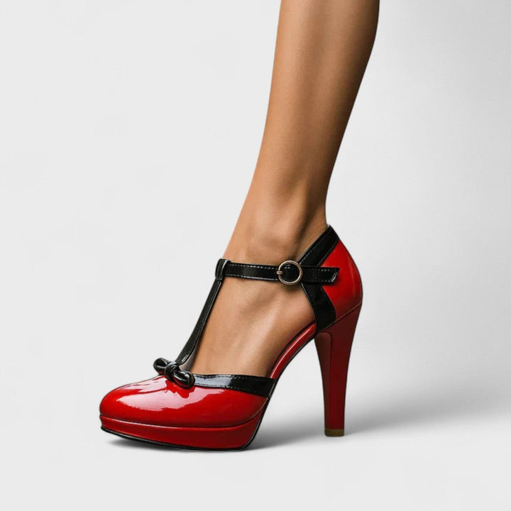 Elegant Bow Detail T-Bar Platform Heels Women