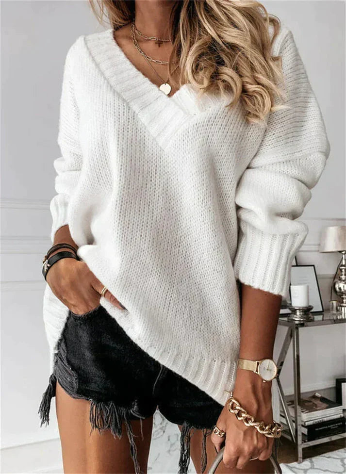 Delphine | Women's Oversized V-Neck Sweater