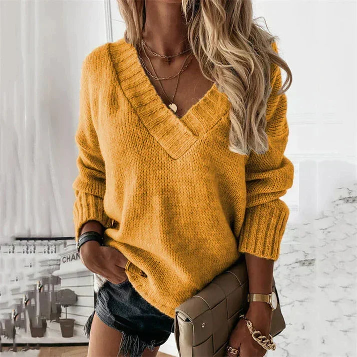 Delphine | Women's Oversized V-Neck Sweater