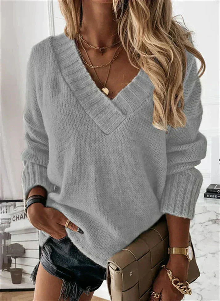 Delphine | Women's Oversized V-Neck Sweater
