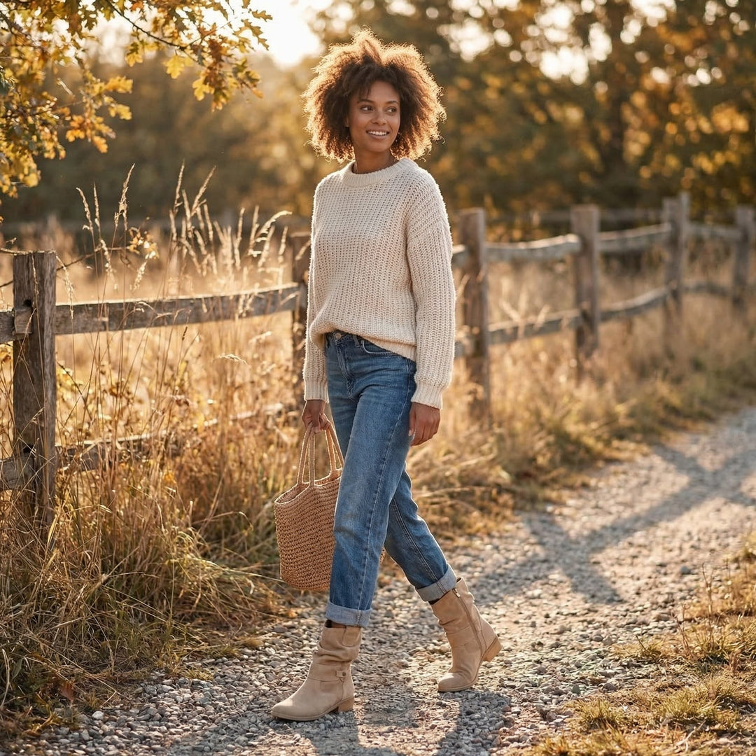 Marisol | Women's Western Suede Slouch Ankle Boots