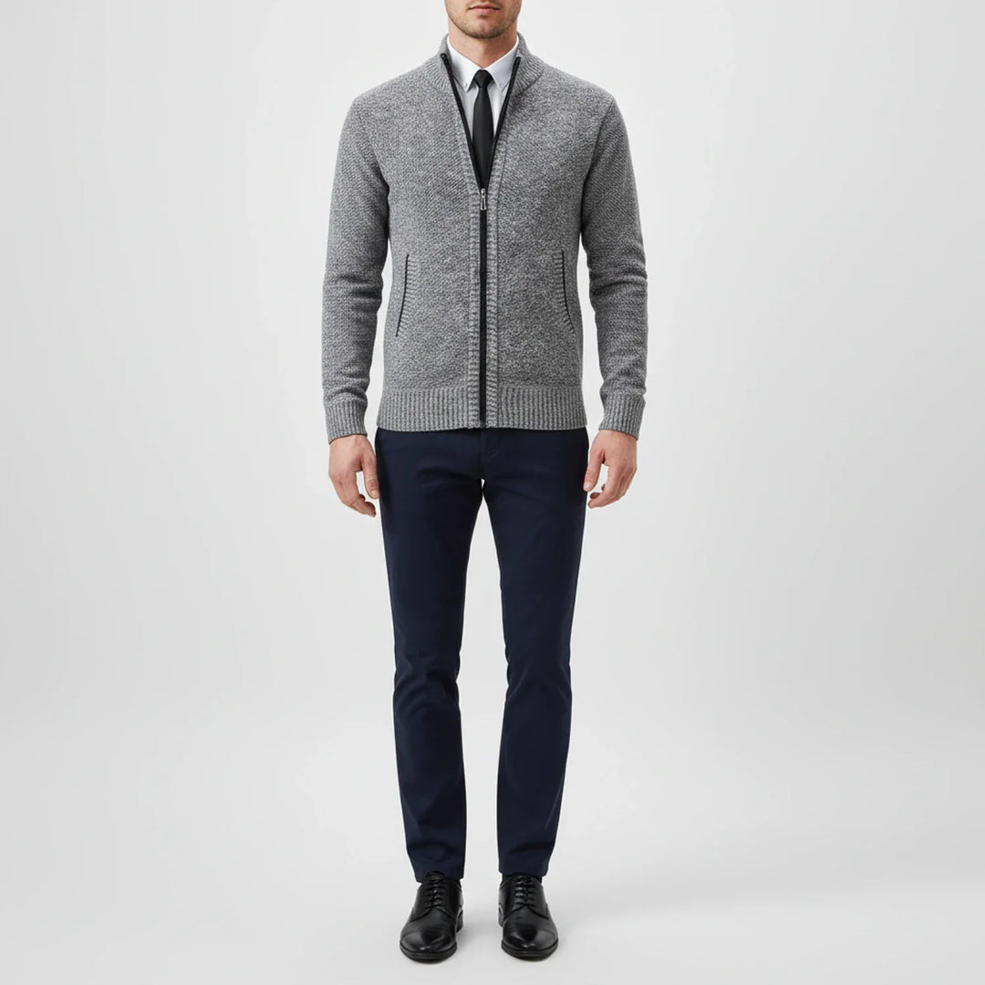 Nathaniel | Men's Cotton Zip-Up Funnel Neck Sweater