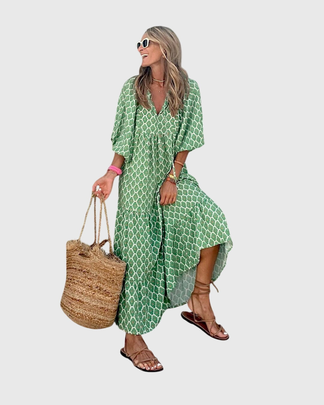 Long Sleeve Floral Maxi Dress Loose Fit