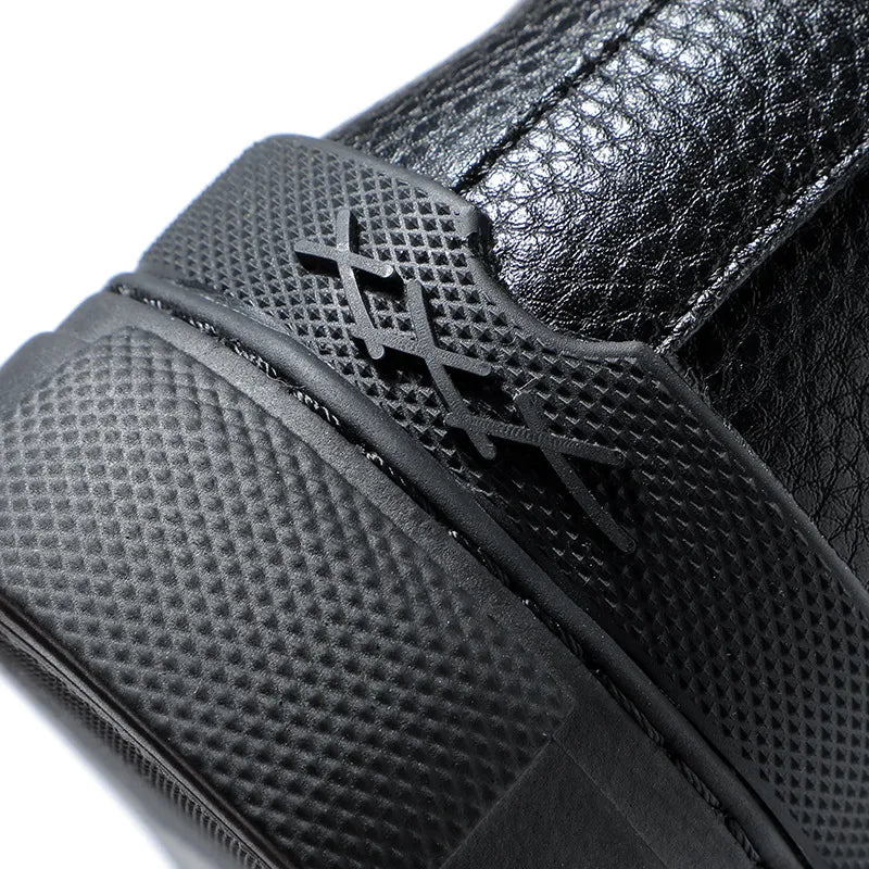 Pebbled Leather Slip On Mens Casual Shoes - Minimal Style