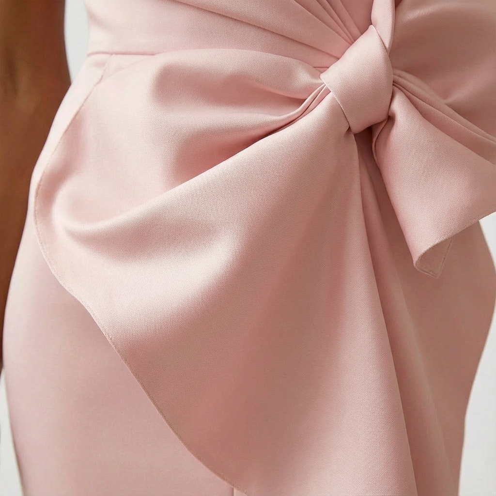 Women's Bow Detail Midi Dress Sleeveless Bodycon Wedding Guest