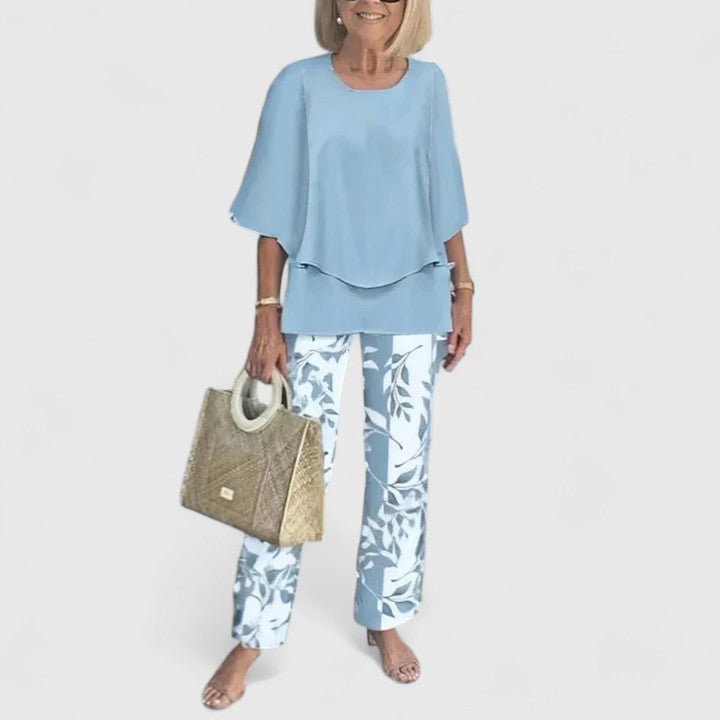 Floral Print Layered Top Two Piece Set Women