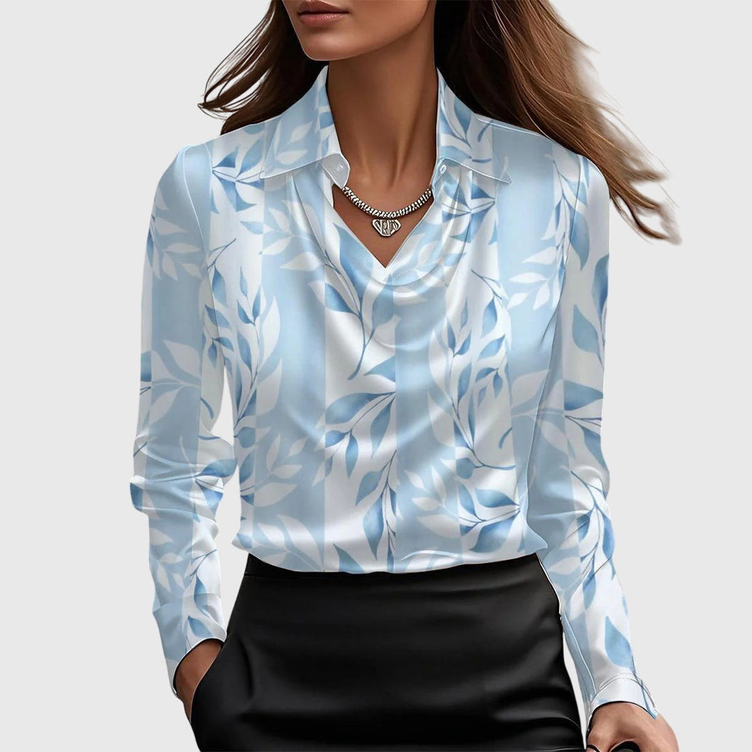 Cowl Neck Collar Satin Blouse Women - Dressy Top