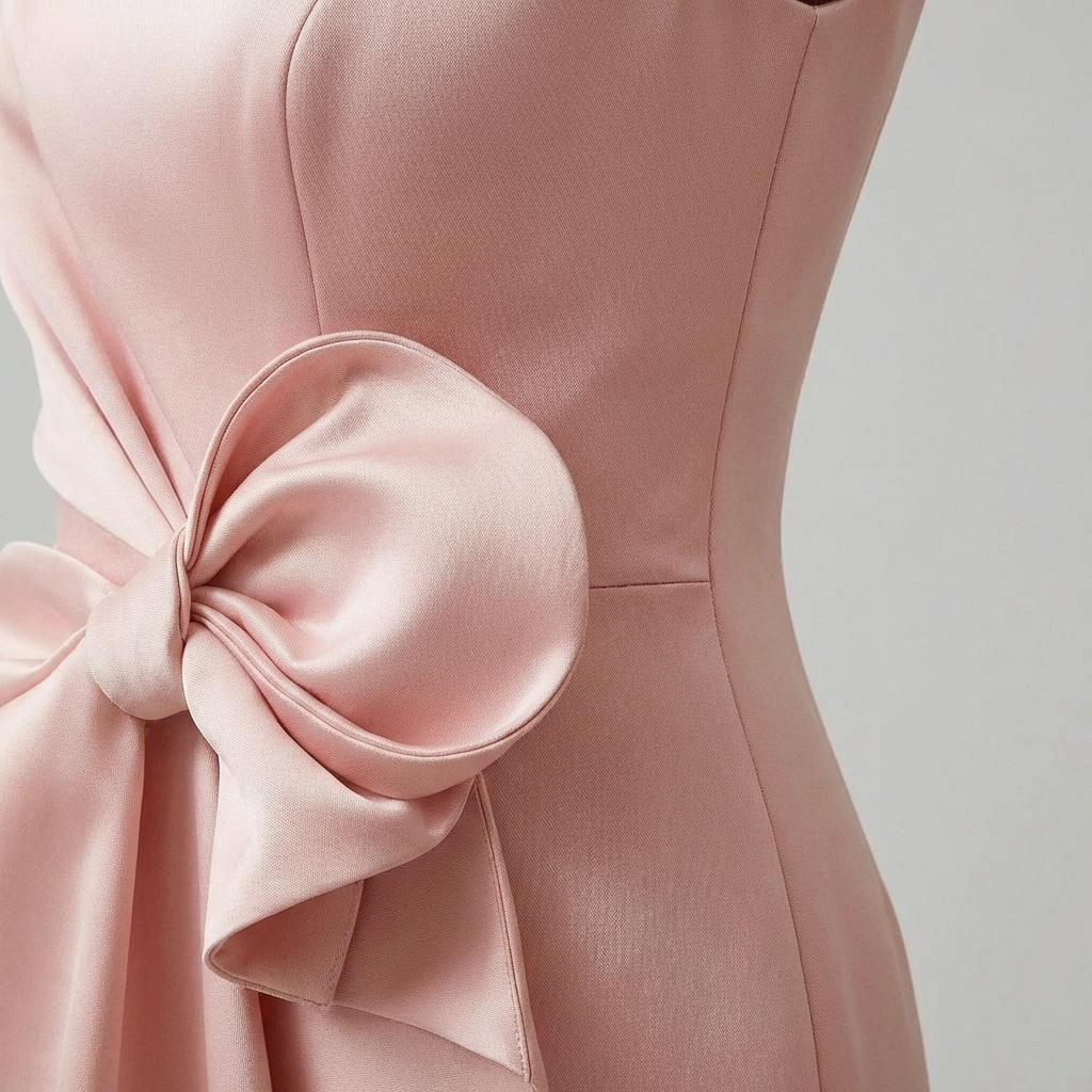 Women's Bow Detail Midi Dress Sleeveless Bodycon Wedding Guest