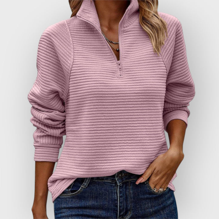 Wren | Women's Textured Quarter-Zip Collared Pullover