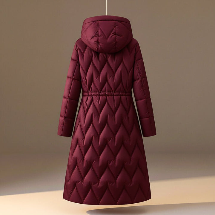 Delphine | Women's Fitted Quilted Hooded Coat with Drawstring Waist