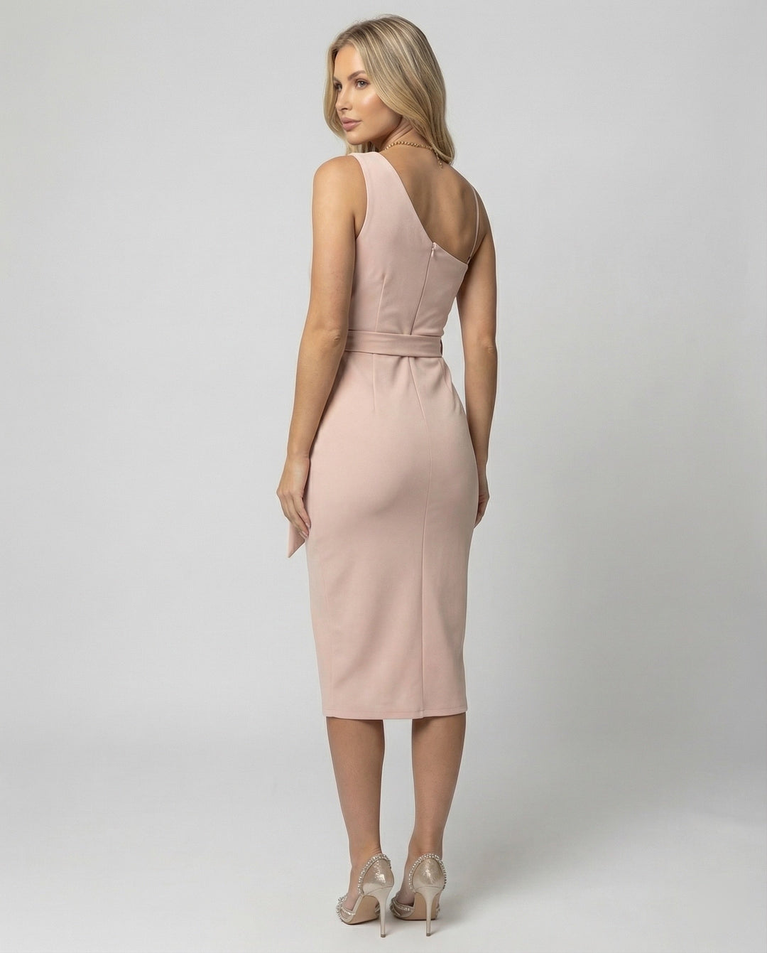 Sequin Bodice One Shoulder Bodycon Midi Dress - Cocktail Party