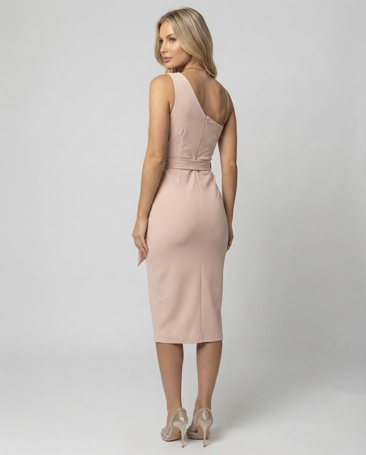 Sequin Bodice One Shoulder Bodycon Midi Dress - Cocktail Party
