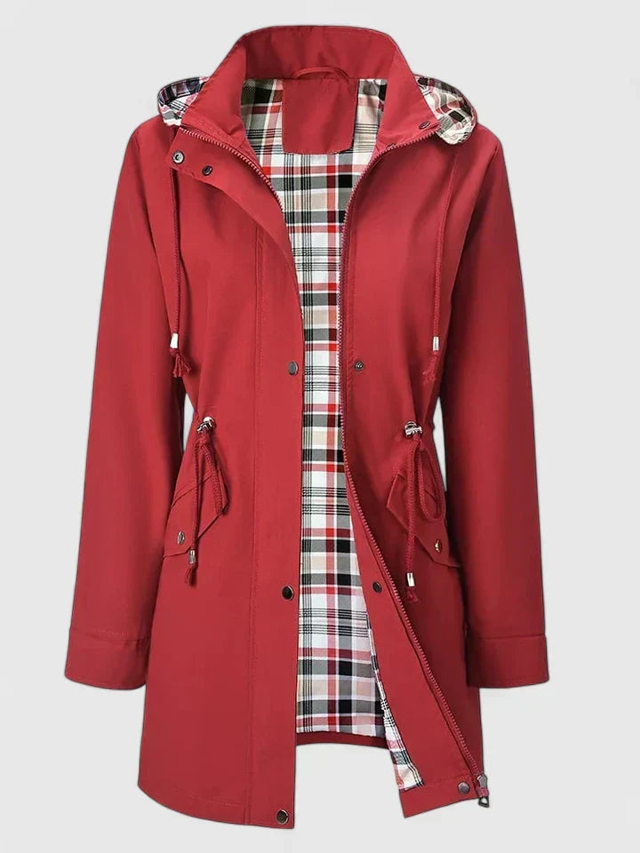 Wilhelmina | Women's Long Hooded Rain Jacket with Drawstring Waist