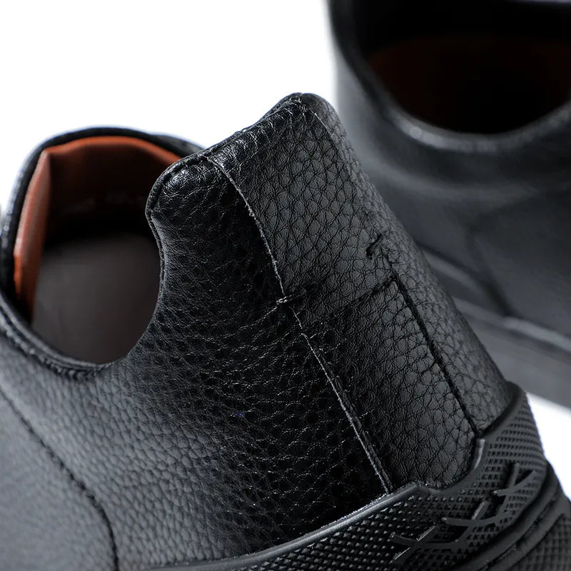 Pebbled Leather Slip On Mens Casual Shoes - Minimal Style