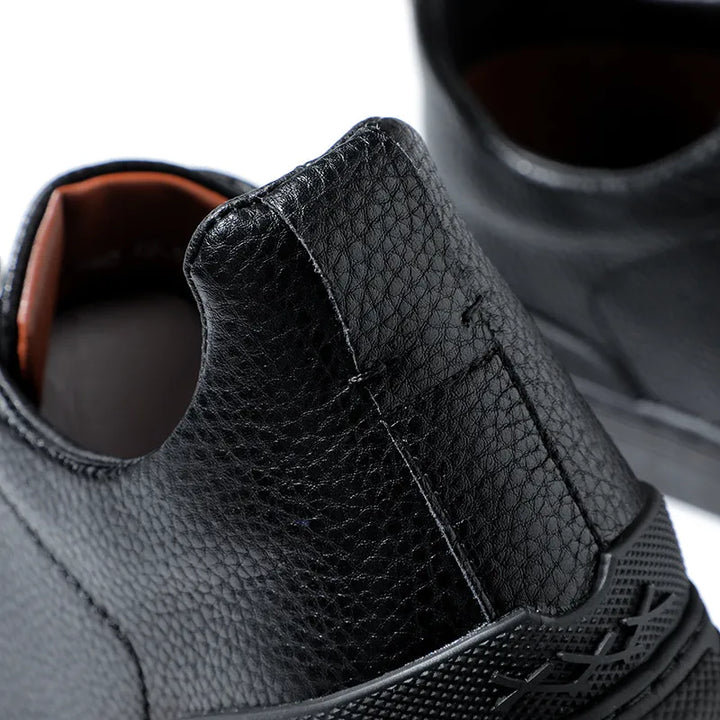 Pebbled Leather Slip On Mens Casual Shoes - Minimal Style