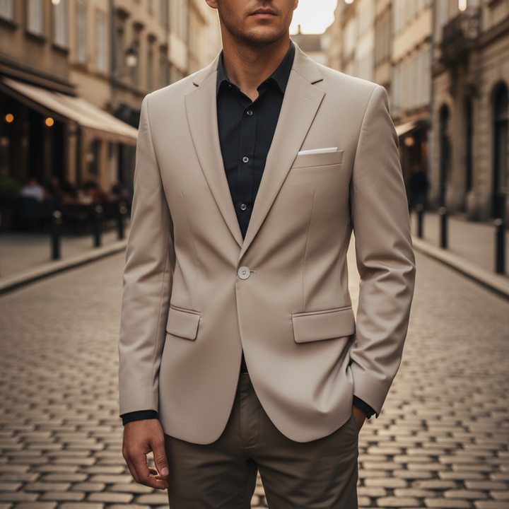 Pocket Square Notch Lapel Single Button Slim Fit Blazer