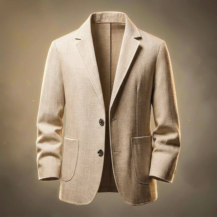 Notch Lapel Two Button Patch Pocket Relaxed Linen Blazer