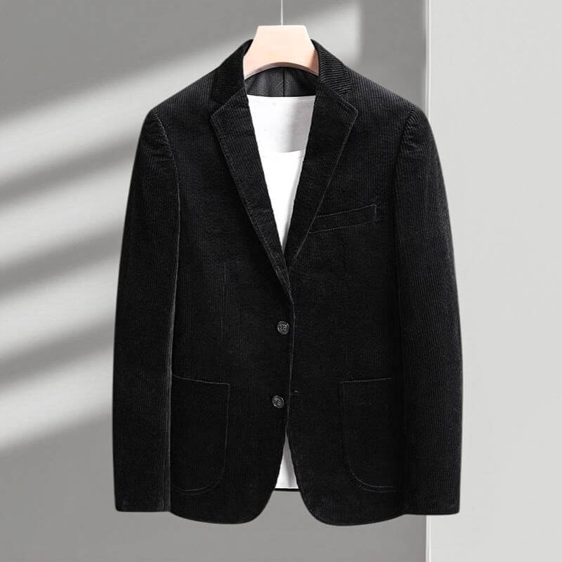 Notch Lapel Two Button Patch Pocket Corduroy Blazer