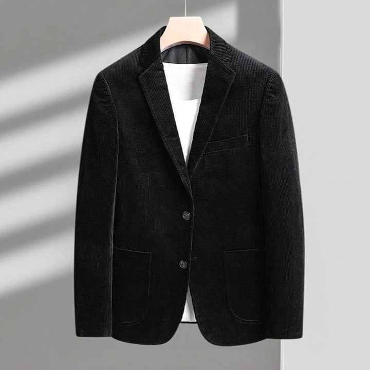 Notch Lapel Two Button Patch Pocket Corduroy Blazer