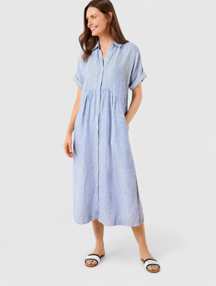 Striped Shirt Midi Summer Dress Loose Fit